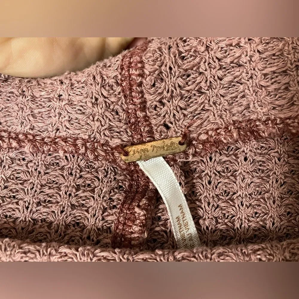 Free People Mercury Waffle Weave Long-Sleeve Sweater Mauve Medium - Picture 2 of 7